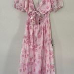 Lulus NWT Lulu’s Ideal Poise Blush Floral Chiffon Backless Tie-Front Midi Dress Photo 1
