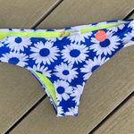 Forever 21 Bikini Bottom Peek A Boo Blue White Daisies  NWT Womens Large Photo 0