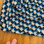 Ann Taylor Geo Print Side Tie Jersey Dress Blue Gray 3/4 Sleeve Office S ALTERED Photo 11