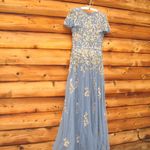 Mac Duggal 5717 Womens Blue Embellished Butterfly Sleeve High Neck Gown Photo 6