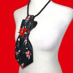 “Dainty Dapper”Festive Black Christmas Tie with sporty Santa Design Photo 4