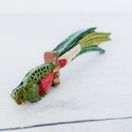 Vintage Brooch / Vintage Pin Parrot Green & Red Long Tail Statement Photo 6