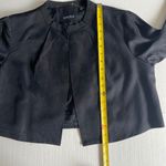 Carlisle  Couture Sz 12 Black Raw Silk Open Cropped Jacket Front Hook Long Sleeve Photo 6