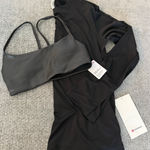 NWT Lululemon Bundle Hip Length Long Sleeve and Bra Size 4 Black Photo 0