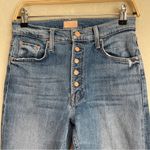 Mother Denim The Pixie Tomcat Crop Not Cut & Pasted Jeans Distressed Button Fly Blue Size 28 Photo 2