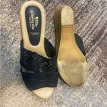 Spring Step  Estella Black Leather Nubuck Wedge Slide Sandals Photo 6