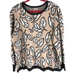 Anne Klein Womens Sweater Graphic Leaf Print Cotton Blend Beige 1X Photo 2
