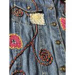 Sara Studio Y2K Jean Jacket Women XL Blue Studded Art Boho Embroidered Hippie Photo 5