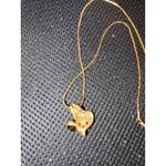 Gold Tone Heart Necklace with Green Gemstone Pendant Photo 4