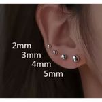 Boutique Rhodium 925 Sterling Silver Ball Stud Earrings‎ Classic Round Sphere, 4mm Photo 3