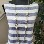 Beach Lunch Lounge Womens White & Blue Linen Sleeveless Knee Length Dress Size S Photo 1