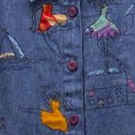 Artwork Denim Button Up Shirt Blue 2X Photo 3