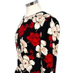 CeCe Floral Long Sleeve Shift Dress Bell Cuff Sleeve Black Red White Size 6 Photo 4