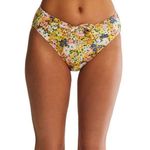 Time And Tru  Swim Yellow Floral Printed Cinched Bikini Bottom Photo 0