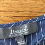 Marled Blouse Long Sleeved Blue & White Stripes Balloon Sleeves XL Photo 2