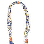 Mother of Pearl Disks Braided With Gold Blue & White Seed Bead Long Necklace Blue Photo 4