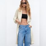 ZARA New Ivory Belted Linen Blend Lapel Collar Christmas Holiday Trench Sz M Photo 5