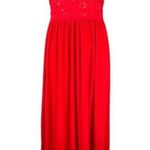 Candalite Lace Bodice Floor Length Dress Red Size Large Photo 7