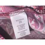 Roz & Ali  Paisley Top Women's 2X Boho Flowy Red Y2K Ruffle Stretch Hippie Silky Photo 4