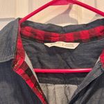 Woolrich  Womens Tencel Chambray Button Down Shirt Long Sleeve Red Plaid Size L Photo 1