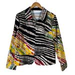 draper's & damon's  Abstract Zip Jacket Womens M Black Multicolor Stretch Quirky Photo 1
