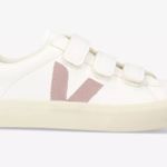 VEJA Recife Velcro Strap Sneakers in White and Pink Photo 0