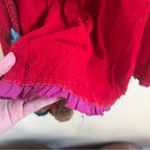 Free People VINTAGE : Red Corduroy Skirt purple tier and removable Pom-pom belt Photo 3