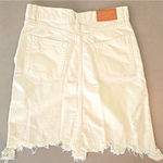 ZARA New Off-white Distressed Denim Mini Skirt Photo 1