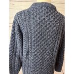 Original Aran Knit Sweater Medium 100% Merino Wool Chunky Grandpa Cableknit Purple Photo 3