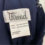 Dessy Thread Spaghetti Strap Chiffon Bridesmaid Dress Front Slit Gown Navy 12 Blue Photo 5