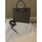 Versace Virtus Grainy Calf Leather Grey Large Top Handle Bag NWT $ 2100 Retail Photo 2