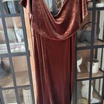Revelry Riley Convertible Velvet Dress gown rust off shoulder maxi fit flare Orange Size 14 Photo 1