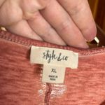 Style & Co 3/4 Sleeve Terracotta V-Neck Burn Out 100% Cotton Top Size XL Photo 3