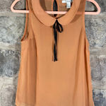 Forever 21 Forever‎ 21 Sleeveless Peter Pan Collar Blouse Small Sheer Rust Orange Bow Tie Photo 0