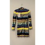 NWT Club London Neon Striped Sequins High Neck Long Sleeved Dress Size US 2 2454 Blue Photo 4