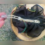 Vintage 90s black chiffon rainbow trim large spring clip hair bow Red Photo 5