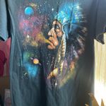 Vintage Native American chief cosmic galaxy smoke graphic short sleeve tee Black Photo 10