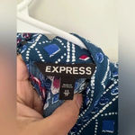 EXPRESS Cobalt Blue floral print key hole long sleeve dress size XS Photo 9