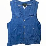 Orvis Vintage  Denim Fly Fishing Vest Utility Cargo Button Front Medium Wash L Photo 0