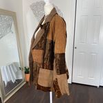 Early 2000's Brown Tan Orange Paisley Patchwork Suede Leather Blazer Jacket L Size L Photo 2