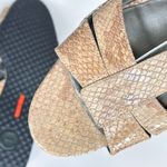 Cole Haan  Nike Brown Snakeskin T Strap Slingback Slight Wedge Sz 9 Photo 5