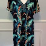 Adrianna Papell Size 10 USA Tropical Print Dress Embellished Turquoise Photo 0
