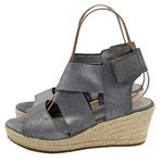Eileen Fisher  Willow Wedge Cross Strap Espadrille Gray Metallic Leather Size 9 Photo 4