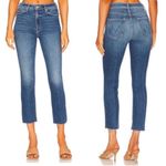 MOTHER Mid Rise Dazzler Ankle Fray 25 Opposites Attract Stretch Retail $238 Blue Photo 1