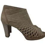 Paul Green Munchen Leather Perforated Peep Toe Heeled Booties Photo 2