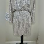 NTM: Silver Sequin Mini Dress Surplice V Photo 3