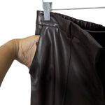 M&S Chocolate Brown Faux Leather Wide Leg Pants Women's Size 12 Regular Photo 2