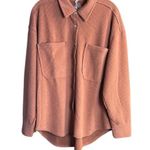 Blu Pepper Oversized Button-Up Ribbed Shirt in Pale Rust Photo 0