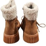 LISA VICKY Tireless V Lace Up Suede Sherpa Booties, Size US Womens 11 New in Box Photo 2