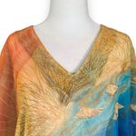 Patty J. Leisure Kaftan Dress Sheer Tonal Stripe Aquatic Life Vneck Swim Coverup Tan Size undefined Photo 3